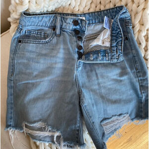 Hidden jeans medium light‎ distressed mom shorts. Button fly Size XS